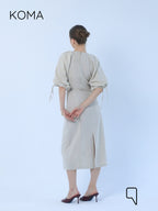 Eve Puff Sleeve Dress - Beige