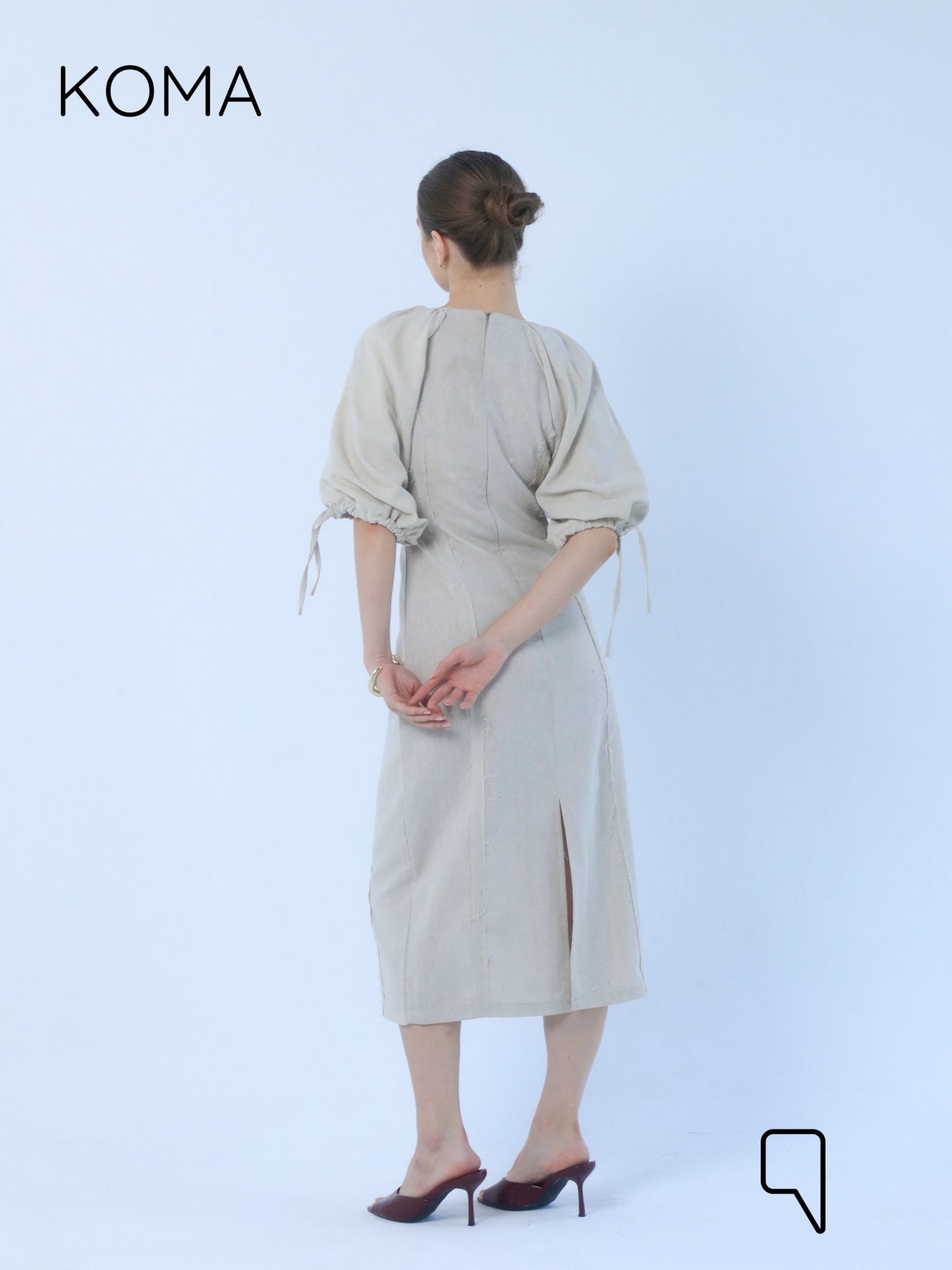 Eve Puff Sleeve Dress - Beige