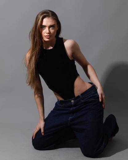Velvet Body Suit - Black