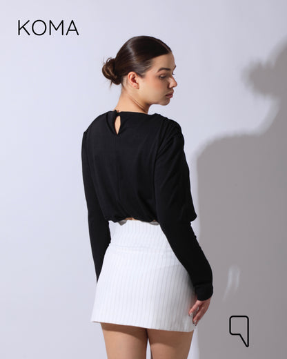 Rose Striped Mini Skirt - White