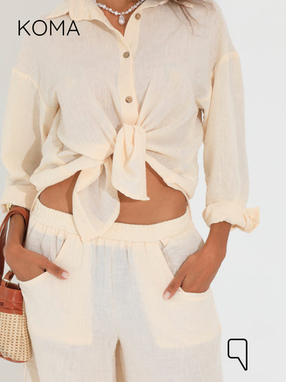 Matilda Long Sleeves Shirt - Beige