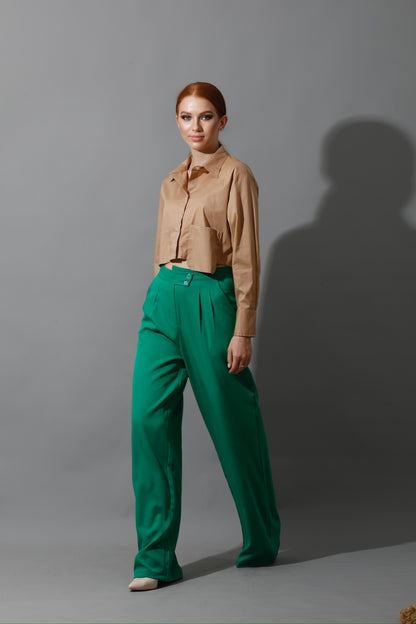 Cropped Shirt - Beige