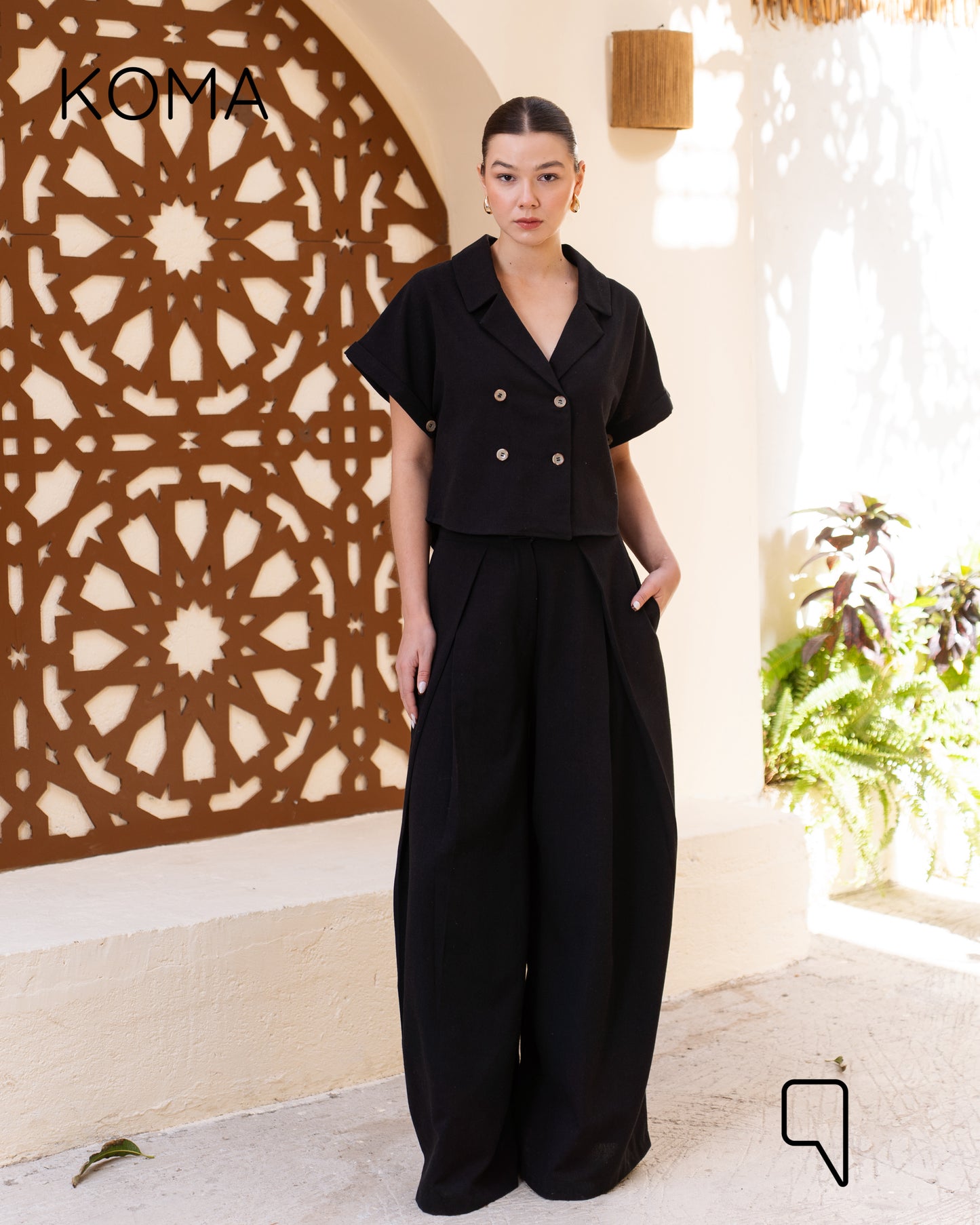 Tilly Crossover Short Shirt & Pants Set - Black