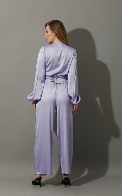 Wrapped Tie Blouse - Lavender Purple
