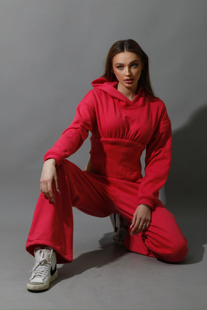 Corset Hoodie Set - Barbie Pink