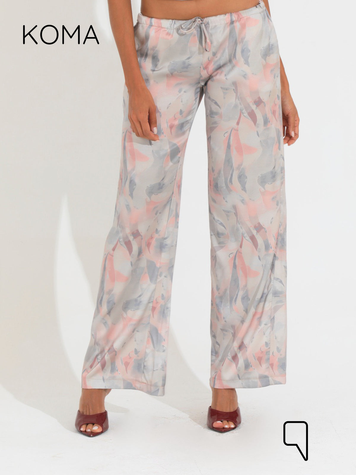 Elsie Lose Fit Trousers - Multicolored Beige￼