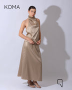 Violet Satin Halter Top - Beige