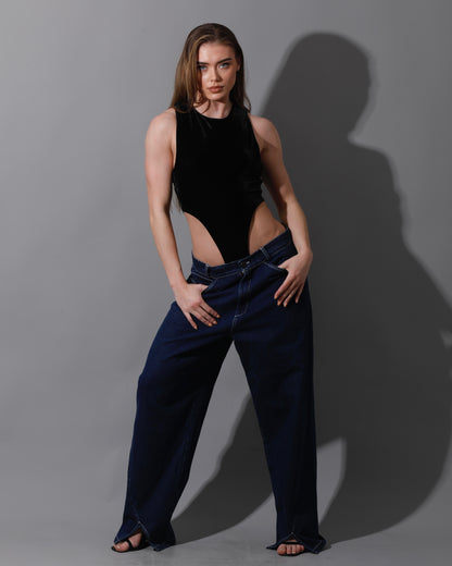 Velvet Body Suit - Black