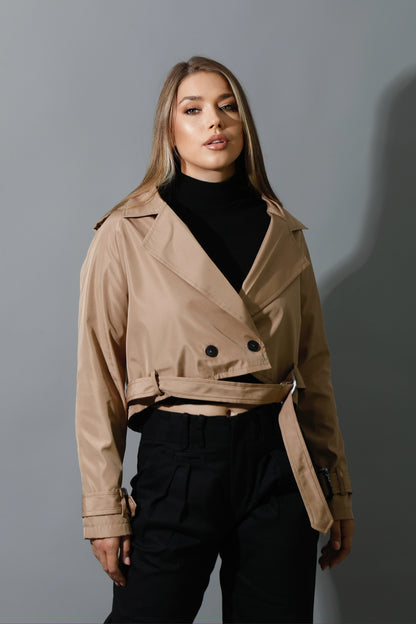 Double Breasted Trench Jacket - Beige