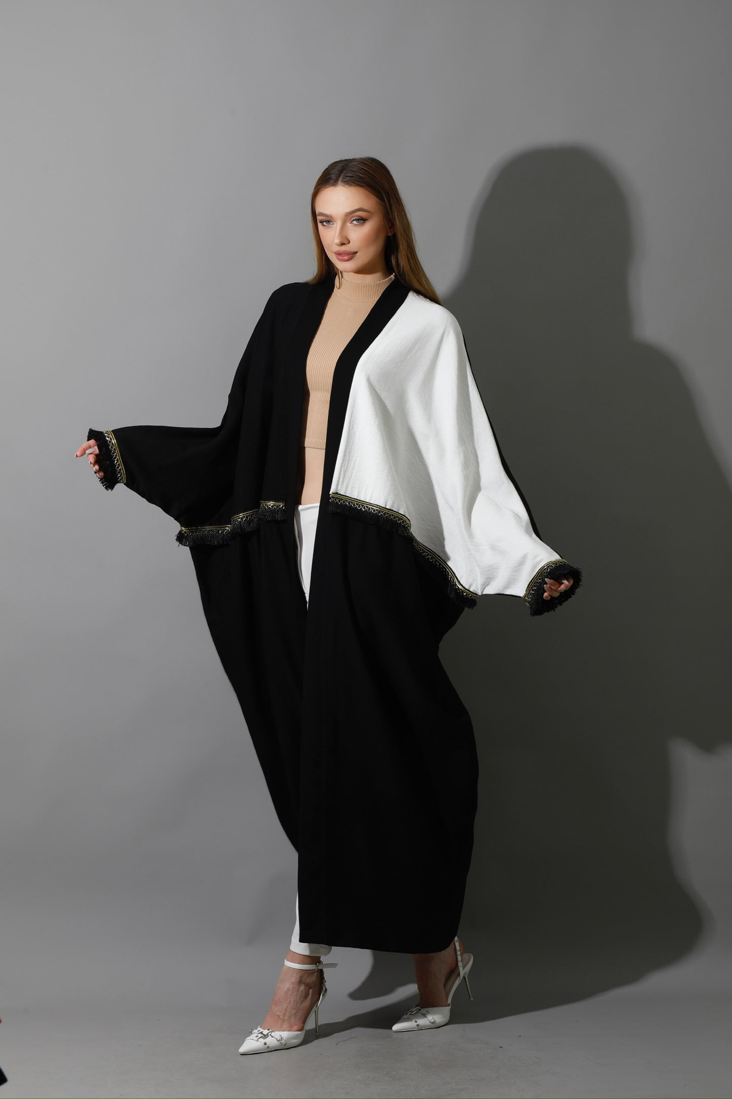 Lose Double Color Kaftan - Black X White