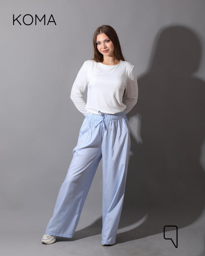 Striped Straight Leg trousers - Striped Baby Blue