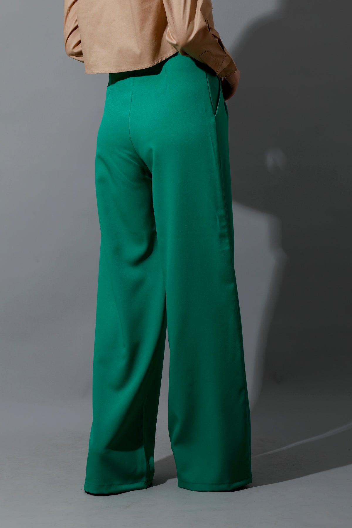Noelle High Waist Wide Leg Trousers - Green