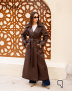 Novie Faux Leather & Suede Trench Coat - Brown
