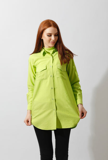 Shirt ‏with Two Pockets - Lime Green