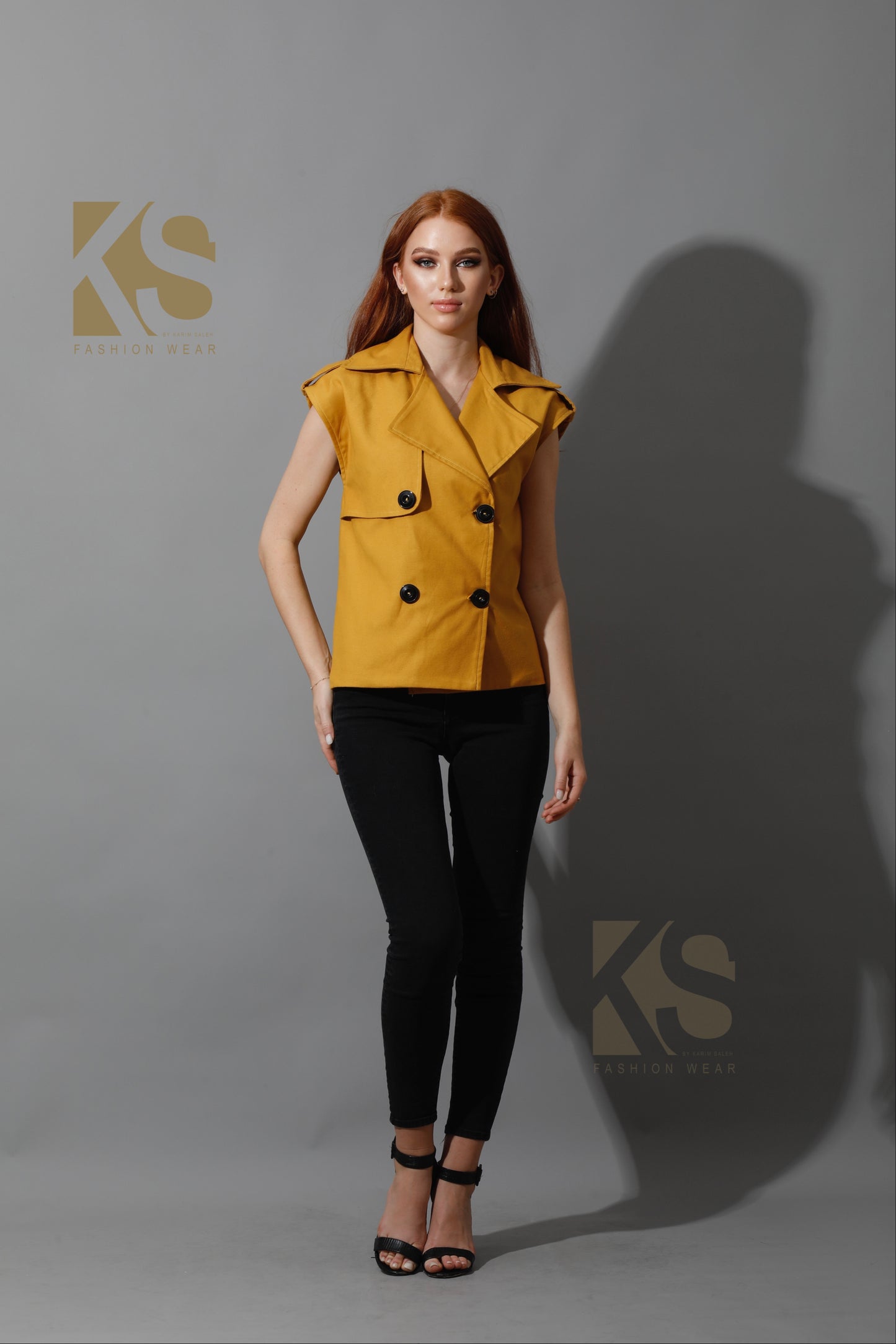 Double Breasted Vest - Mustard