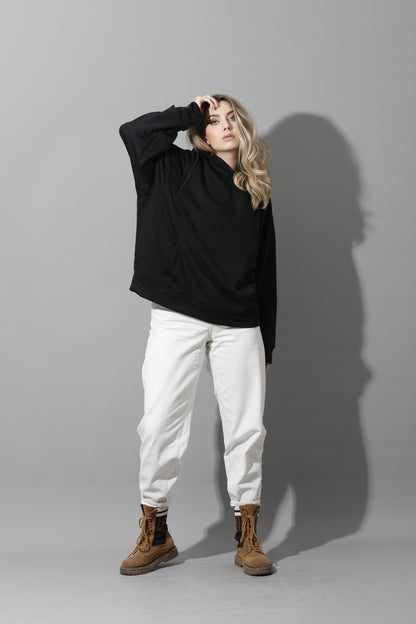 Zipped Oversized Hoodie - Black