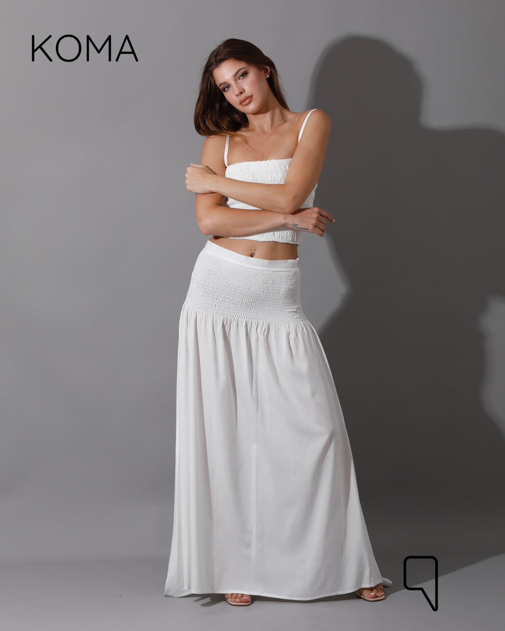 Tabitha Elastic Top - White