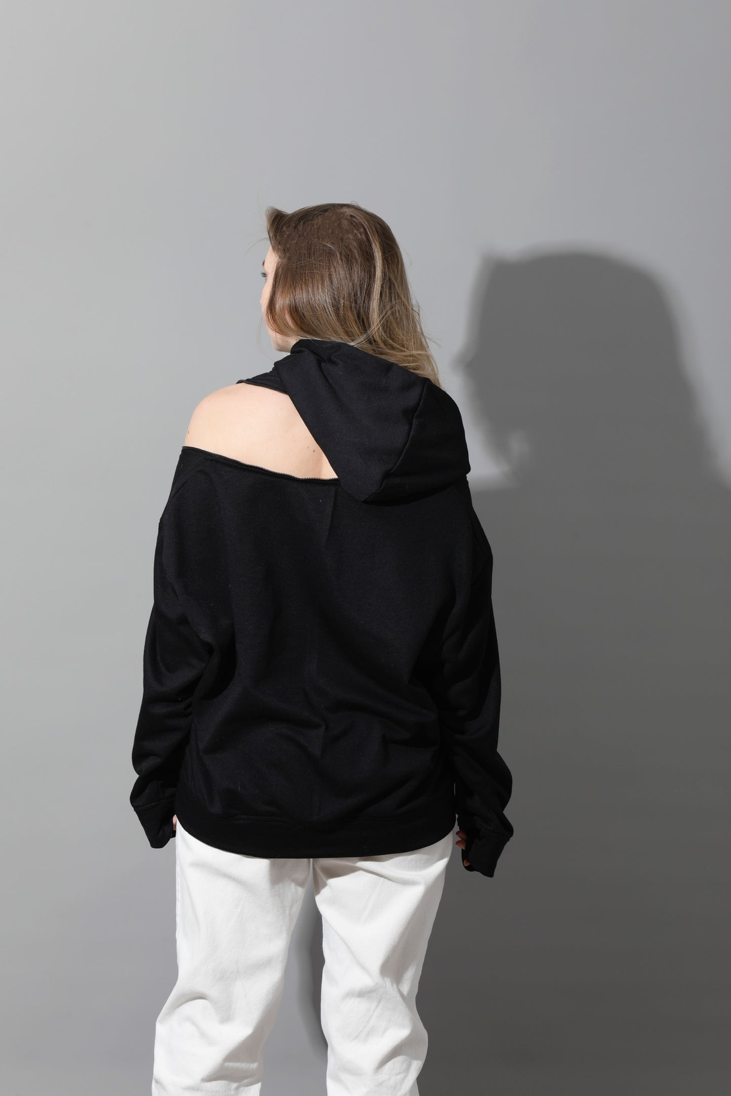 Zipped Oversized Hoodie - Black
