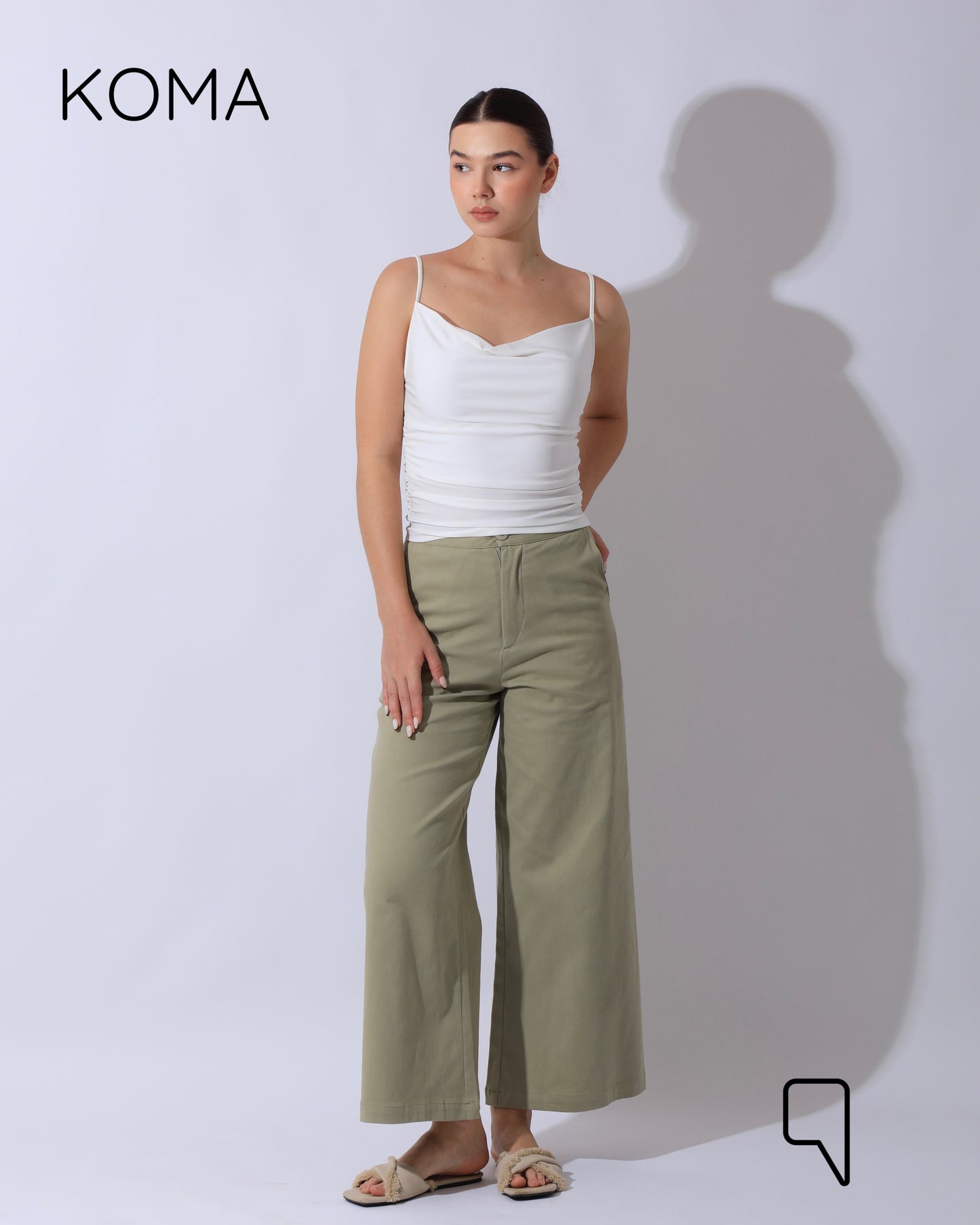 Maddelena Mini Flare Trousers - Olive
