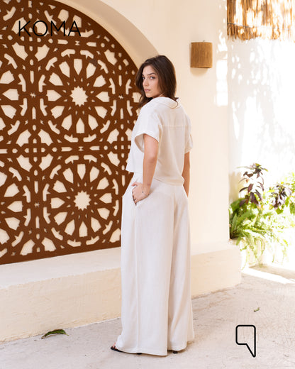 Tilly Crossover Short Shirt & Pants - Beige