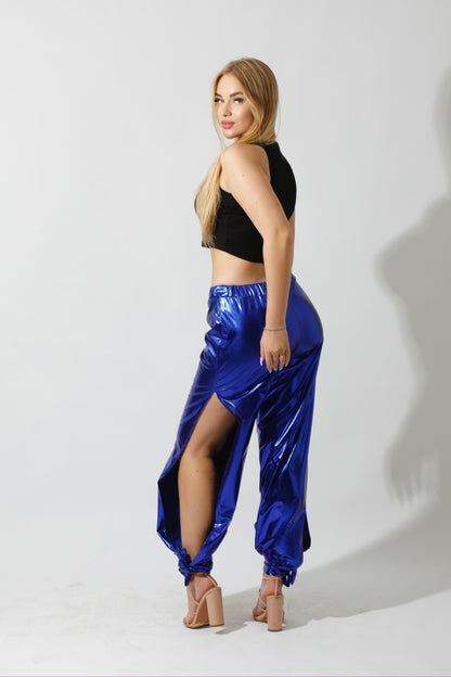 Side Slit Trousers - Electric Blue