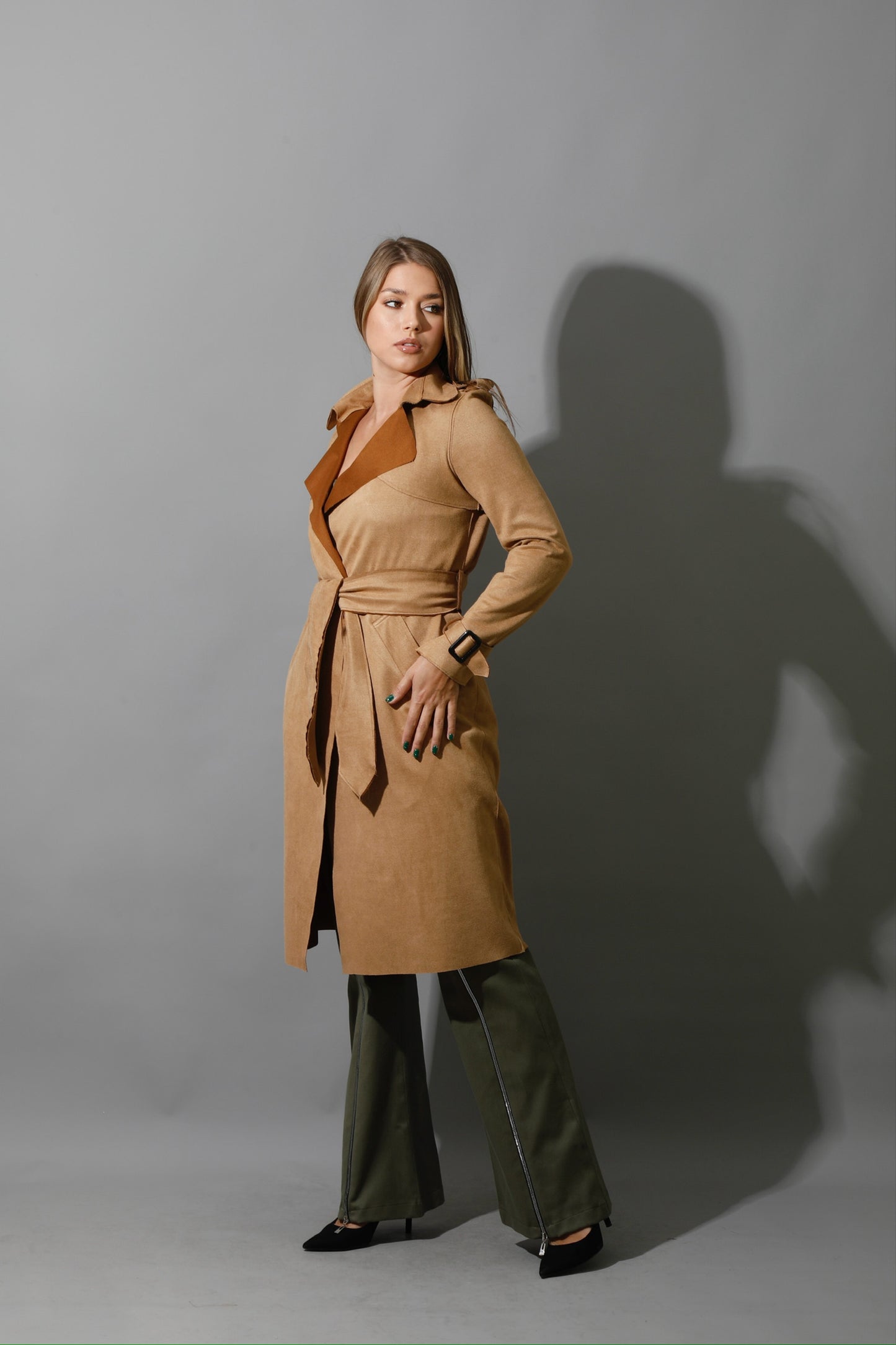 Wrap Trench Cardigan - Camel