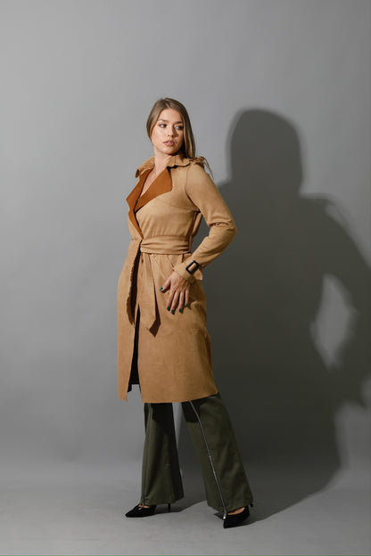 Wrap Trench Cardigan - Camel