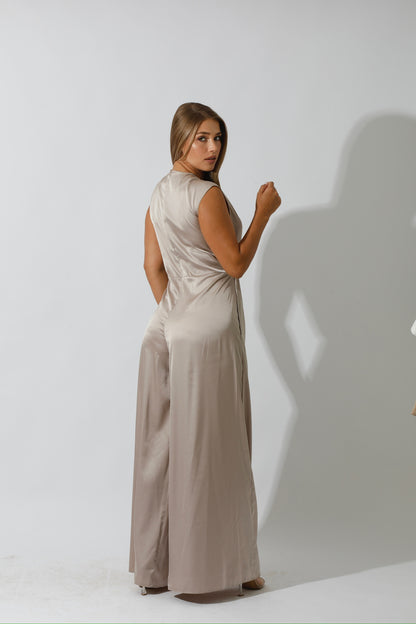 Flared Jumpsuit - Beige