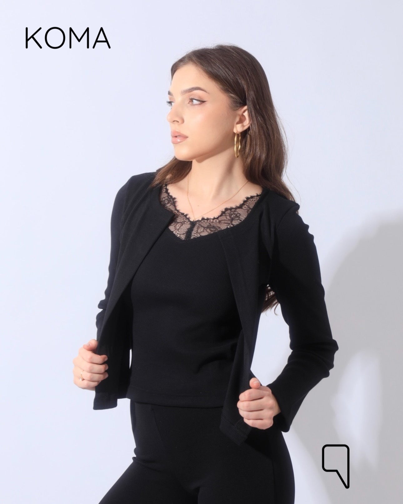 Arlette Twin Lase Top - Black