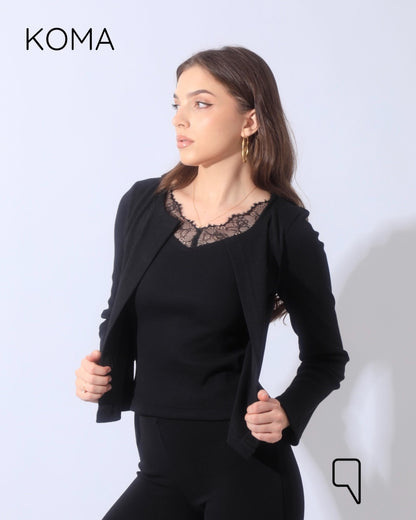 Arlette Twin Lase Top - Black