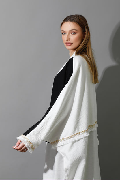 Lose Double Color Kaftan - White X Black