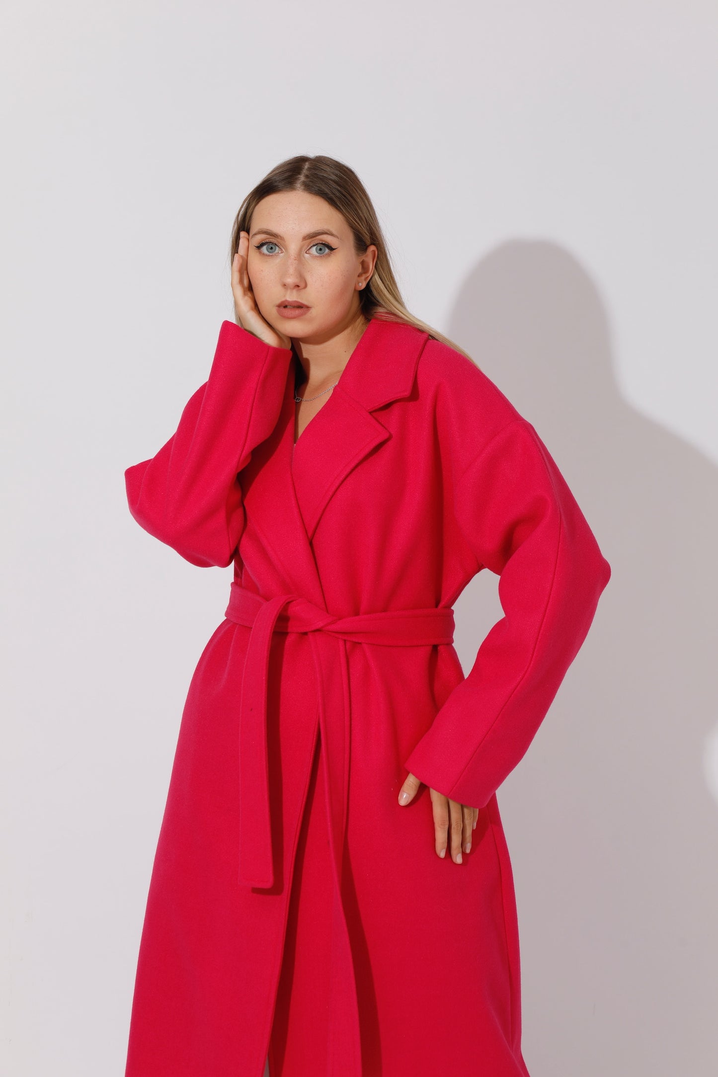 Oversized Wrapped Coat - Barbie Pink