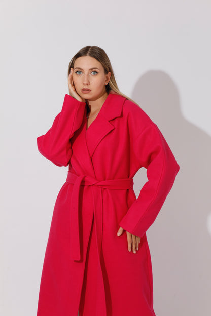 Oversized Wrapped Coat - Barbie Pink