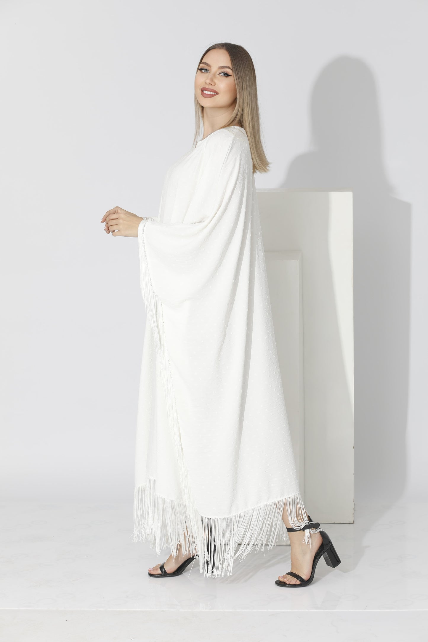 Fringed Maxi Dress - White