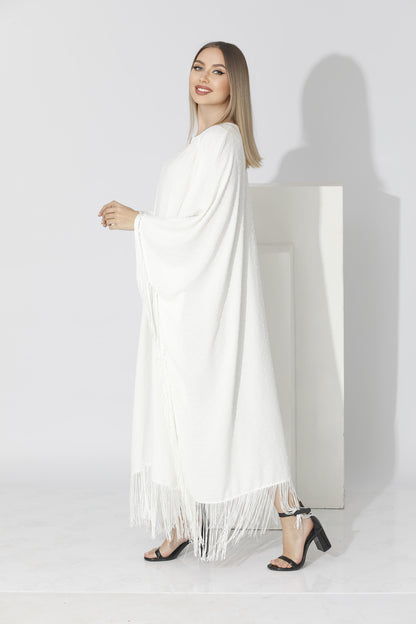 Fringed Maxi Dress - White