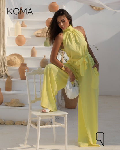 Georgie Sleeveless Wide Leg Jumpsuit - Yellow