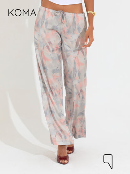 Elsie Lose Fit Trousers - Multicolored Beige￼