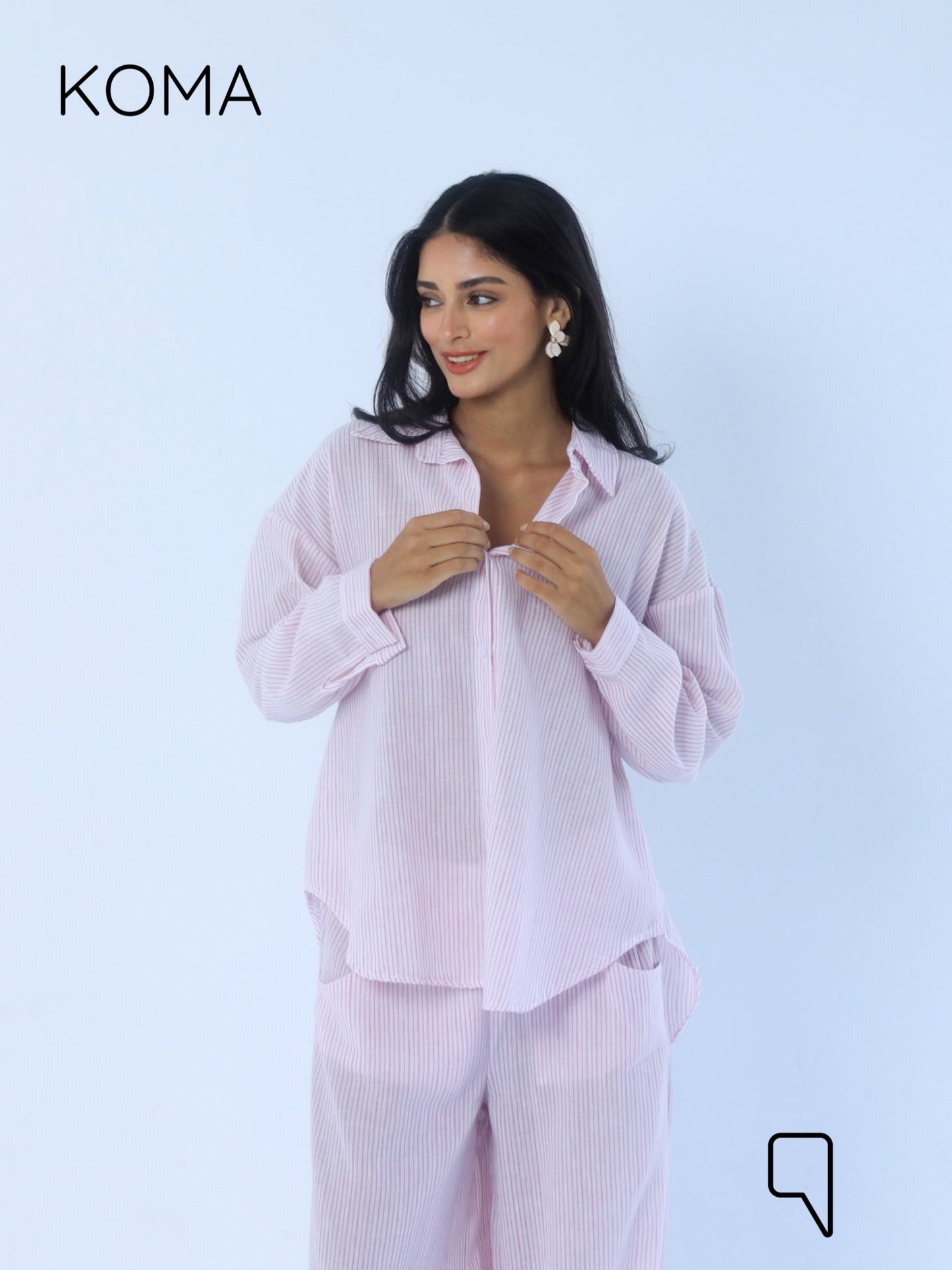 Matilda Long Sleeves Shirt - Striped Pink