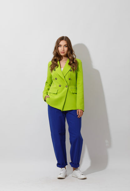 Double Breasted Blazer - Lime Green