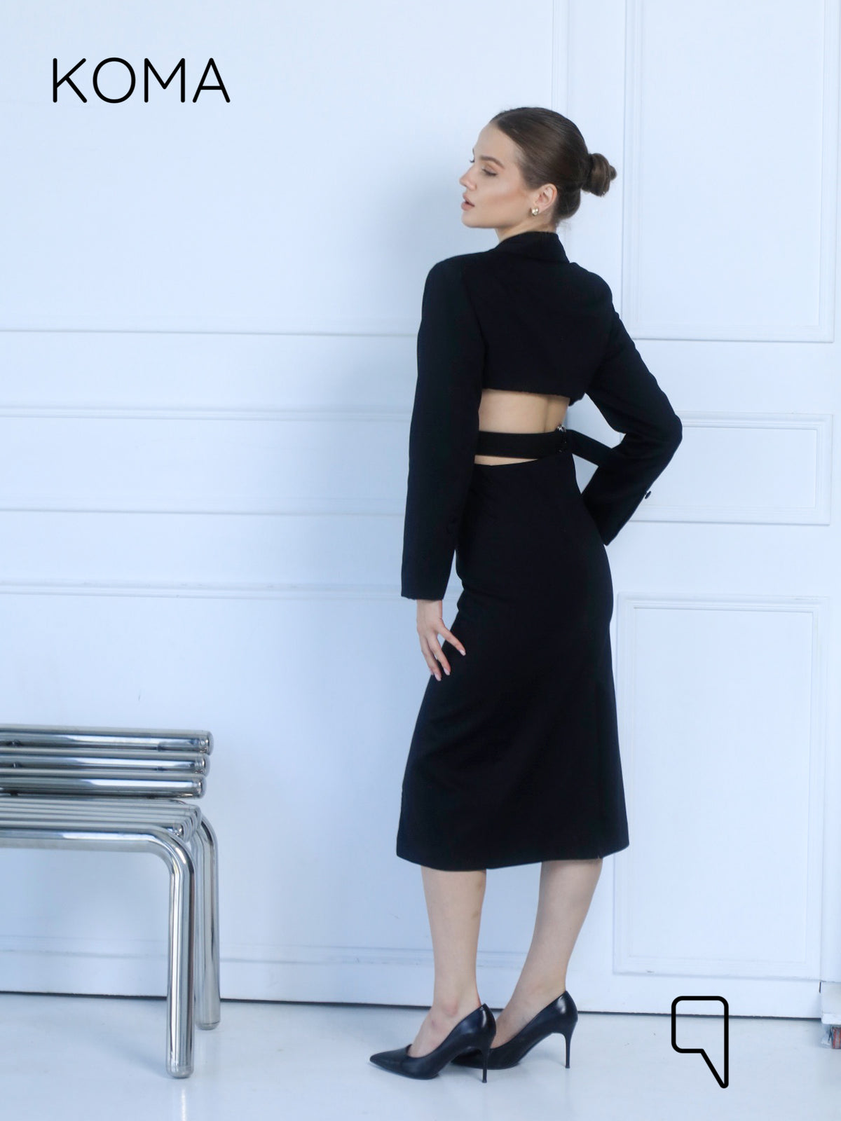 Marina Mid-Length Blazer Dress - Black