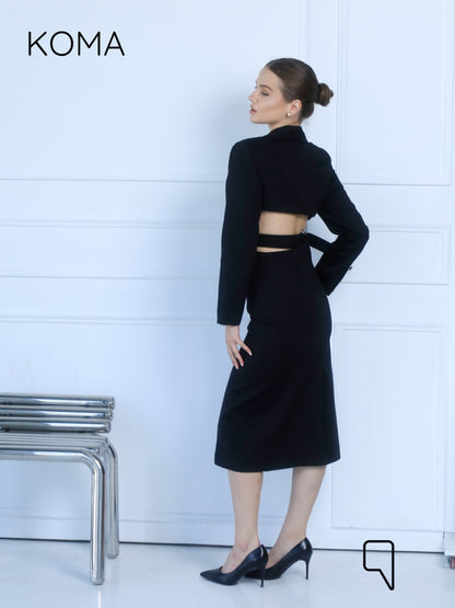 Marina Mid-Length Blazer Dress - Black
