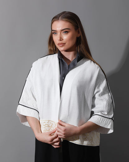 Double Colored Arabic Kaftan - White & Black