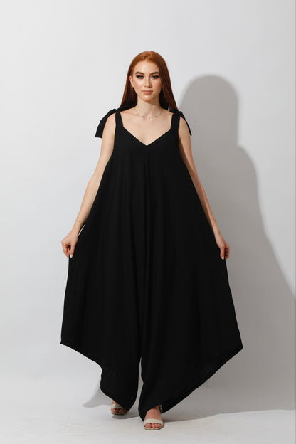 Tied Up Lose Jumpsuit - Black