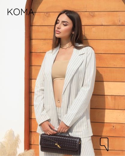 Candice Stripped Light Suit - Olive