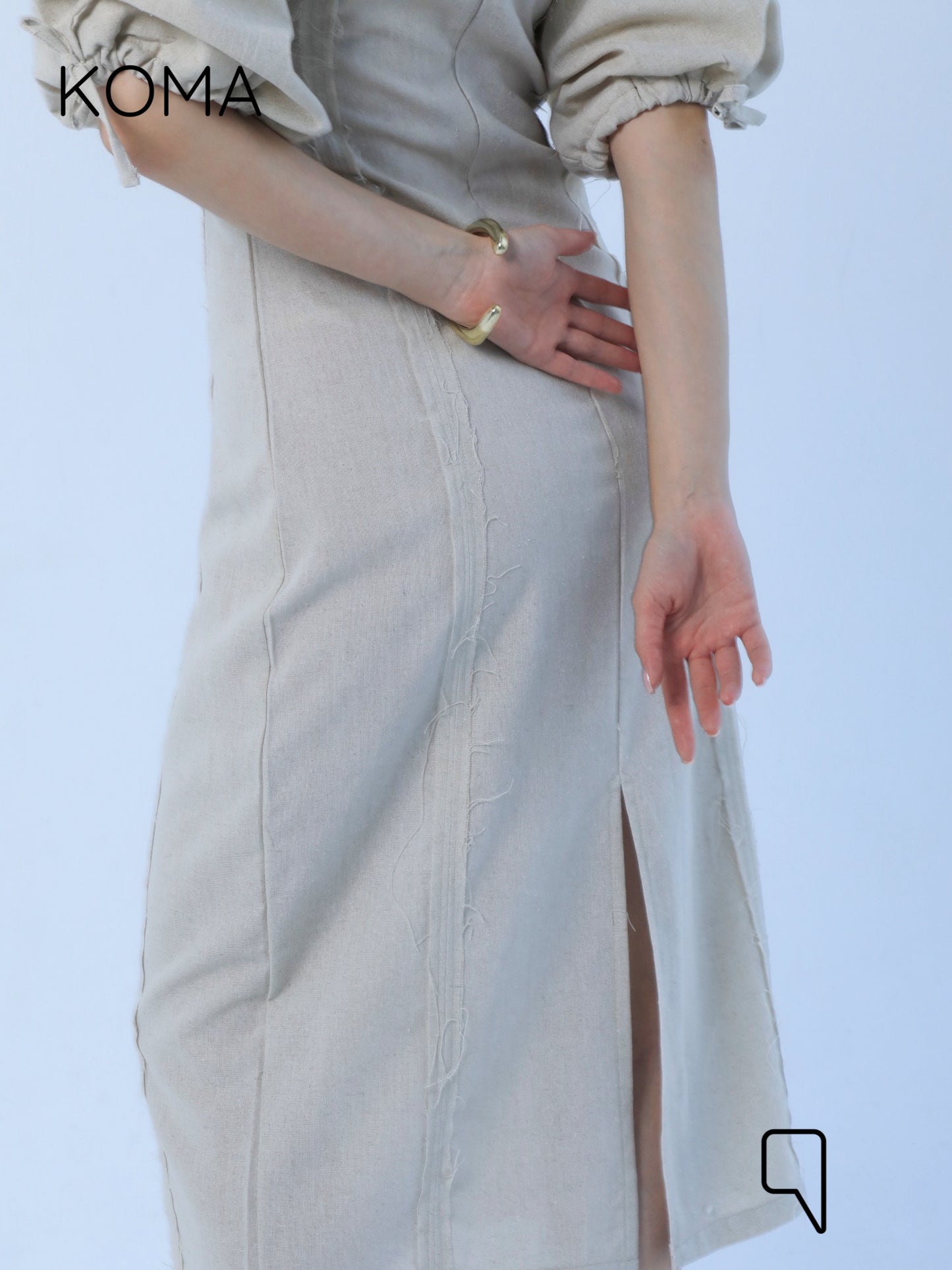 Eve Puff Sleeve Dress - Beige