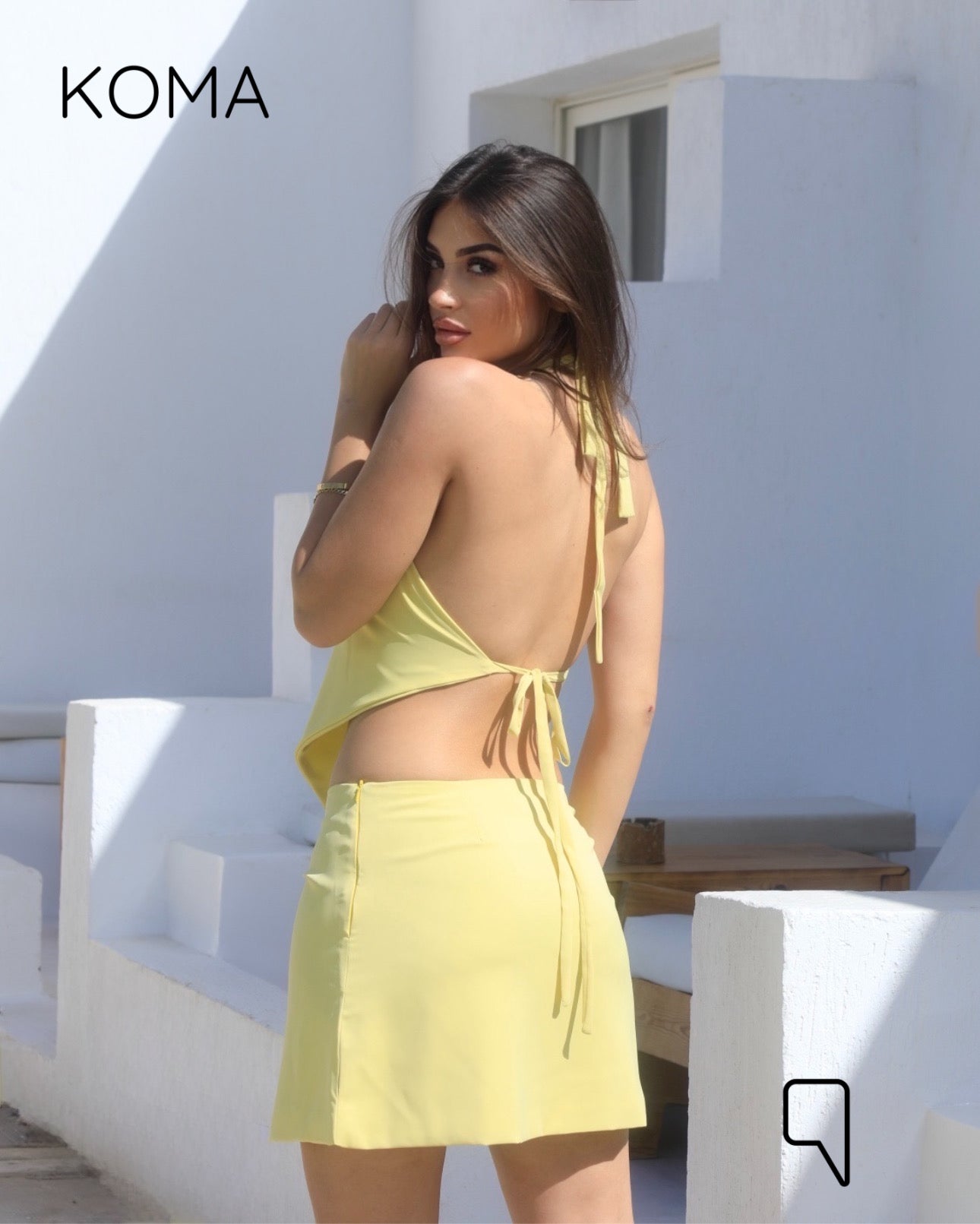 Kallie Tied Up Top & Mini Skirt Co-Ord - Yellow