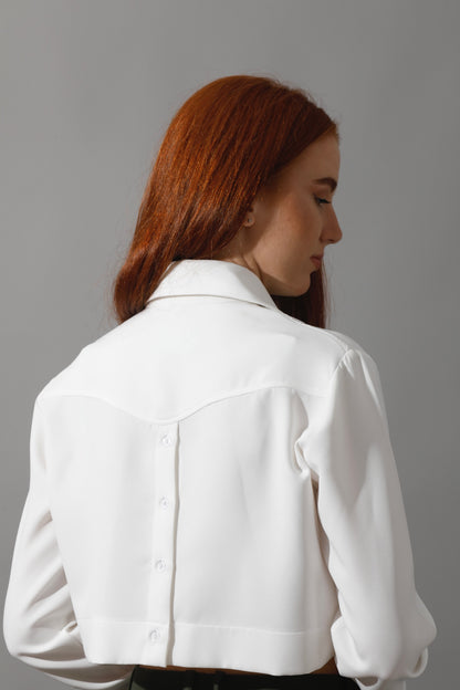 Pockets Cropped Shirt - White