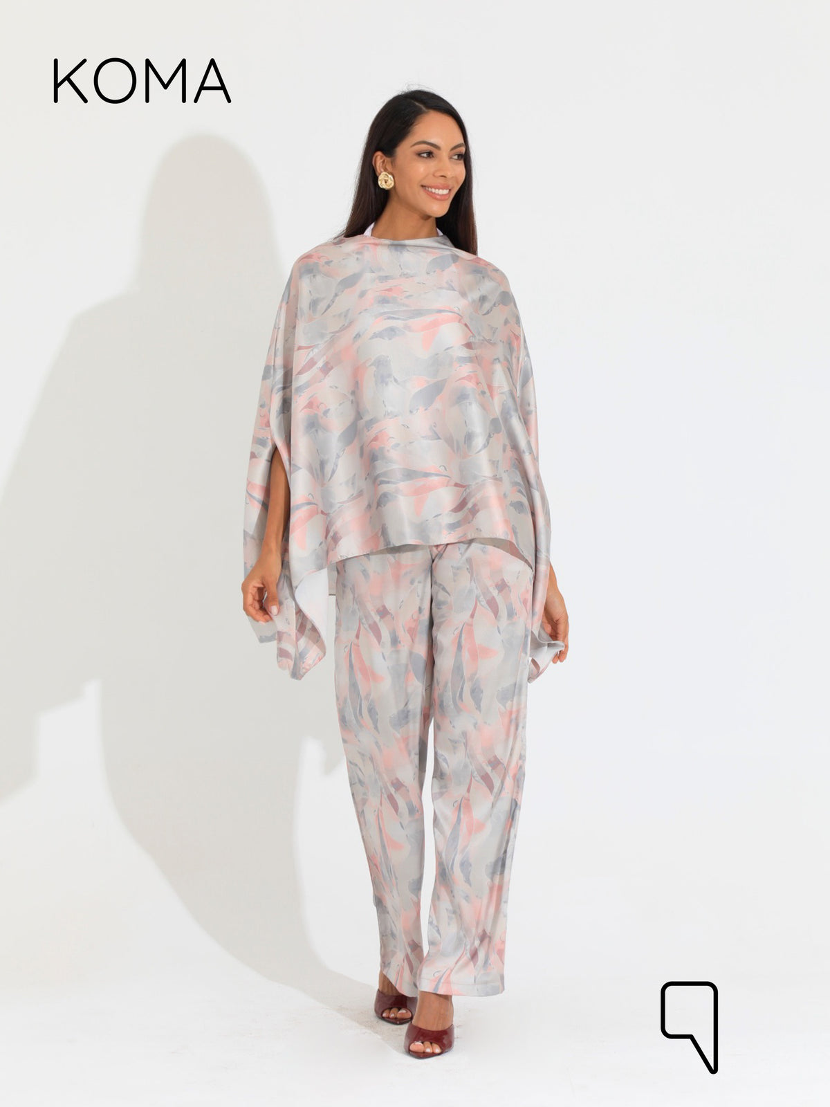 Celeste Satin Butterfly Blouse - Multicolored Beige