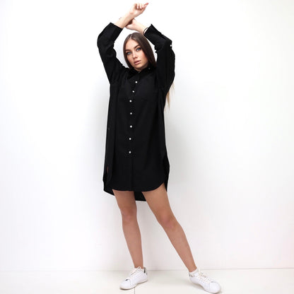 Oversized Shirt Dress - Black