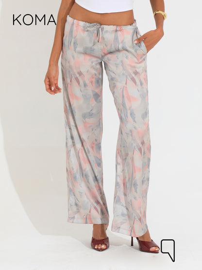 Elsie Lose Fit Trousers - Multicolored Beige￼